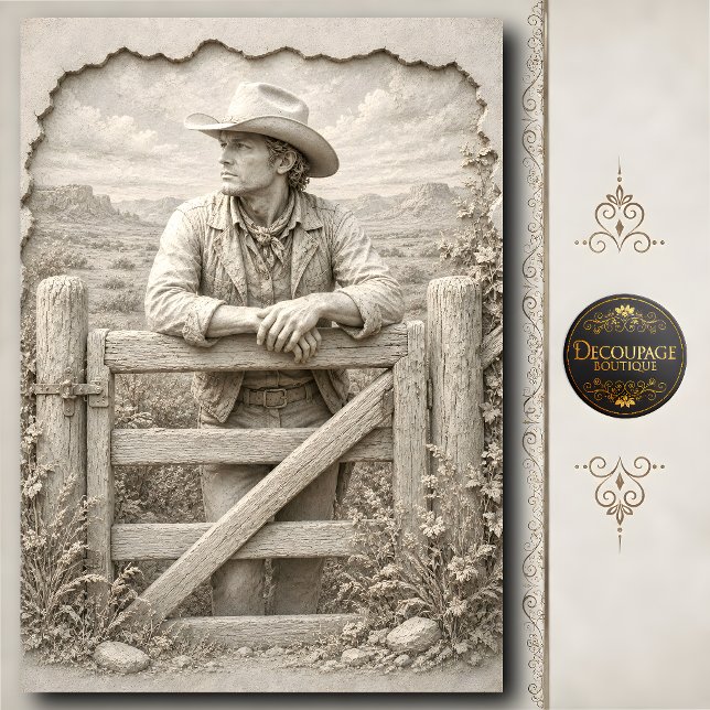 3D-Stein-Cowboy-Ranch-Tor-Skulptur Seidenpapier (3D Stone Cowboy Ranch Gate Sculpture Tissue Paper)