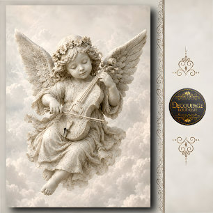 3D-Steinengel-Violin-Spiel-Skulptur Seidenpapier