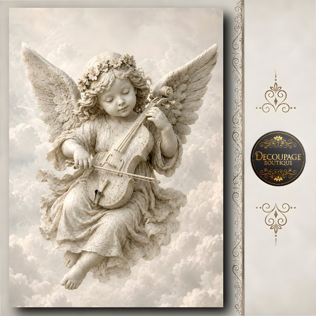3D-Steinengel-Violin-Spiel-Skulptur Seidenpapier (3D Stone Angel Playing Violin Sculpture Tissue Paper)