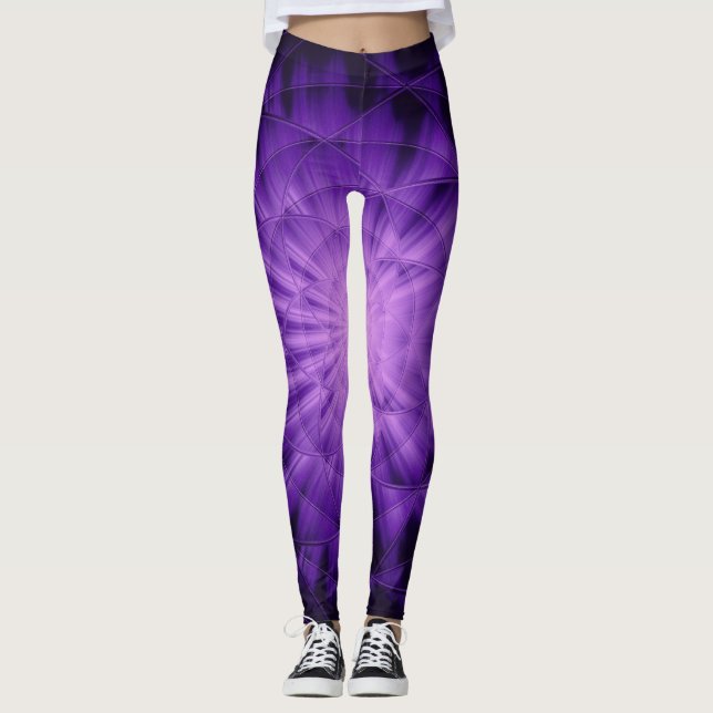 3D-Sternenlicht, violetter Duschvorhang Wash Tuch  Leggings (Vorderseite)
