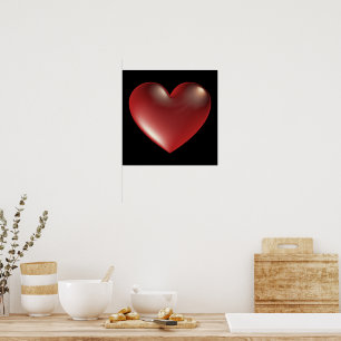 3D Style Herzsymbol Red Poster