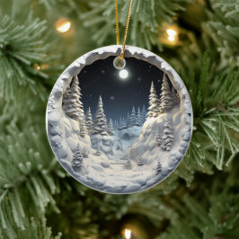 3D Style Winter Night Weihnachtsfeiertag Keramik Ornament