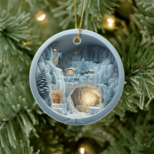 3D Style Winter Night Weihnachtsfeiertag Keramik Ornament