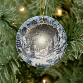 3D Style Winter Night Weihnachtsfeiertag Keramik Ornament