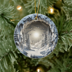 3D Style Winter Night Weihnachtsfeiertag Keramik Ornament