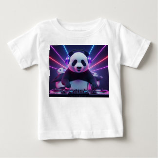 3D Süßer Panda-DJ in einer Neon-Nachtclub Baby T-shirt