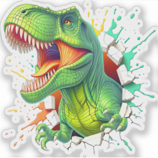 3D T-Rex Dinosaur Wand Smash Jungen T-Shirt Aufkleber