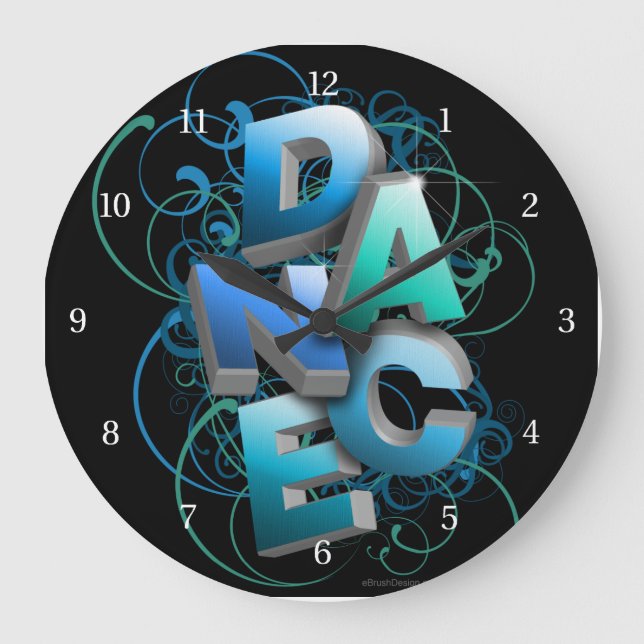 3D-Tanz (Frühjahr) Große Wanduhr (Vorderseite)
