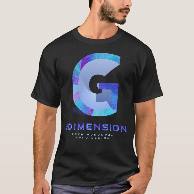 3D-Tech-Buchstabe G Moderne Monogramm-Design T-Shirt (Vorderseite)