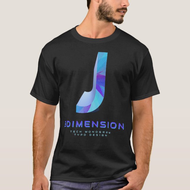 3D-Tech-Buchstabe J Moderne Monogrammgestaltung St T-Shirt (Vorderseite)
