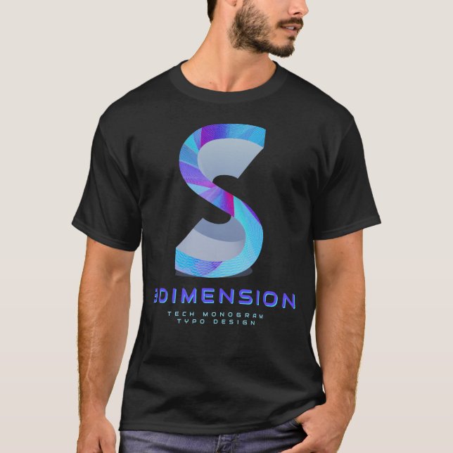 3D-Tech-Buchstabe S moderne Monogramm-Design T-Shirt (Vorderseite)