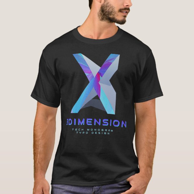3D-Tech-Letter-X Moderne Monogramm-Optik T-Shirt (Vorderseite)