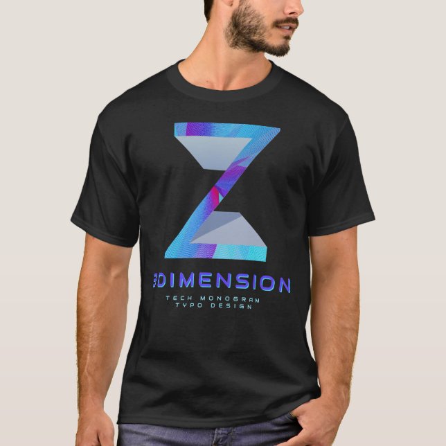 3D-Tech-Letter Z Moderne Monogramm-Stilistik T-Shirt (Vorderseite)