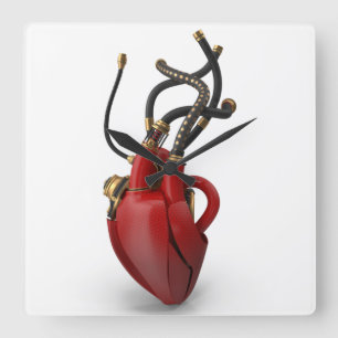 3D Tech Square Wall Clock Quadratische Wanduhr