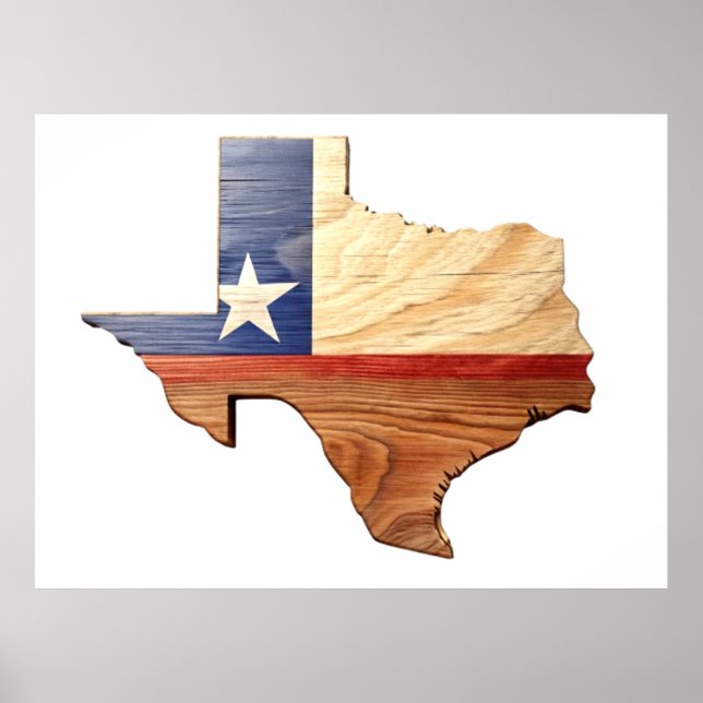 3D Texas Wooden Map Poster (Vorne)
