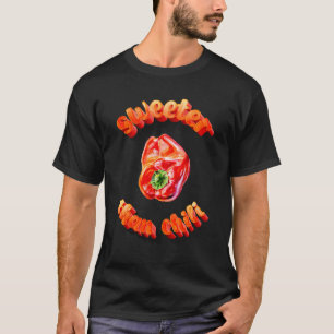 3D Text Sweeter als Chili Red Bell Pepper Stift T-Shirt