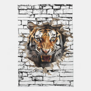 3D Tiger Wall Break - Paradies für Kletterhexen: Geschirrtuch