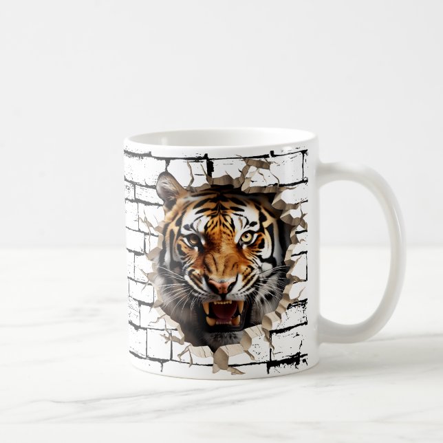 3D Tiger Wall Break - Paradies für Kletterhexen: Kaffeetasse (Rechts)