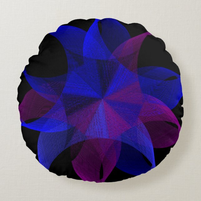 3D To 2D Geometric Cylinder Ring Round Pillow Rundes Kissen (Vorderseite)