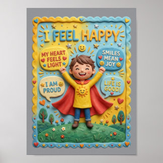 3D-Ton glückliches Kind Freude Achtsamkeit Bildung Poster