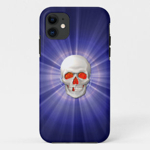 3D-Totenschädel - Todesengel mit blauem Heiligensc Case-Mate iPhone Hülle