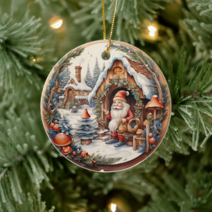 3D TRADITIONELLER WEIHNACHTEN VINTAGE WEIHNACHTSMA KERAMIK ORNAMENT