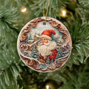 3D TRADITIONELLER WEIHNACHTEN VINTAGE WEIHNACHTSMA KERAMIK ORNAMENT