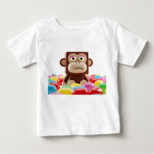 3D-trauriger Quadrat-Affen-Charakter mit farbenfro Baby T-shirt