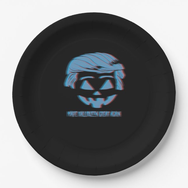 3D Trumpkin Halloween wieder groß Pappteller (Vorderseite)