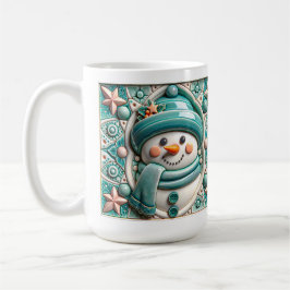 3D Türkiser Weihnachts-Schneemann Kaffeetasse