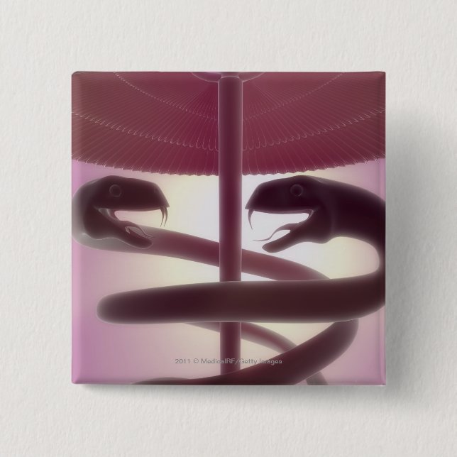 3d übertrug medizinischen Caduceus Button (Vorderseite)