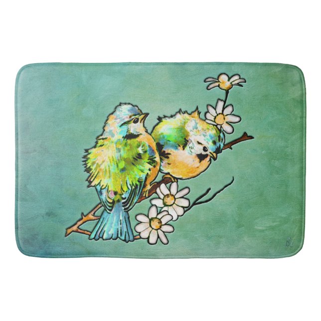 3D- und AquarellIllusion eines Paars von Chickadee Badematte (Vorderseite)