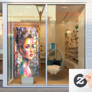 3D Wasserfarbe Stilvolle Lady Face mit Color Splas Fensteraufkleber