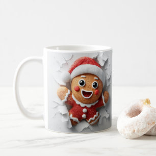 3D-Weihnachts-Gingerbread-Hole-In-A-Wall-Tassentuc Kaffeetasse