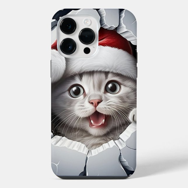 3D Weihnachts-Kätzchen  iPhone Hülle (Rückseite)
