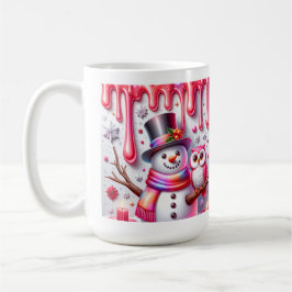3D-Weihnachts-Schneemann mit Eule Kaffeetasse
