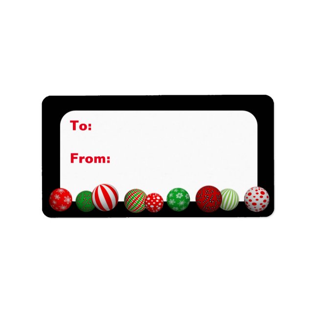 3D Weihnachtsbälle Adressaufkleber (Vorne)