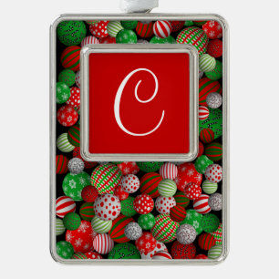3D Weihnachtsbälle Rahmen-Ornament Silber