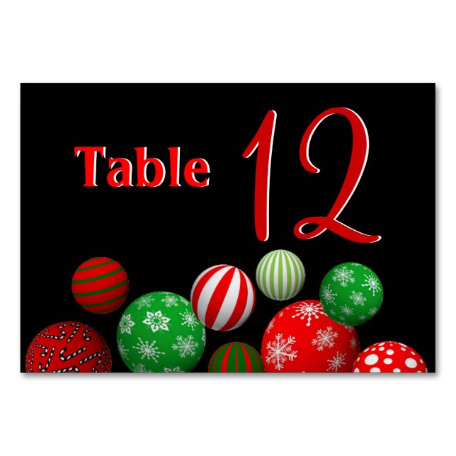 3D Weihnachtsbälle Tischnummer (Vorderseite)
