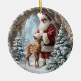 3D-Weihnachtsbaumanhänger aus Keramik mit Santa un Ornament
