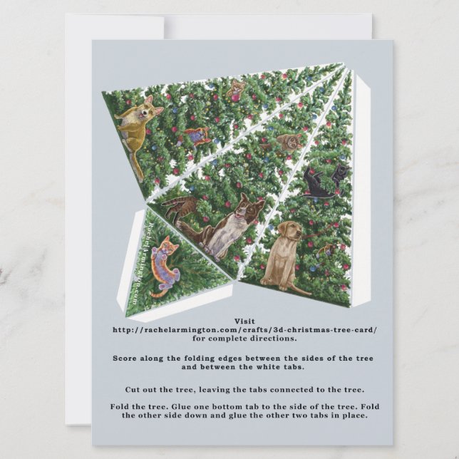 3D Weihnachtsbaumkarte mit Pop für Katzen und Hund (Vorderseite)