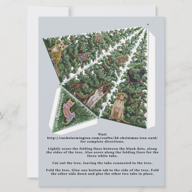 3D Weihnachtsbaumkarte mit Pop für Katzen und Hund (Vorderseite)