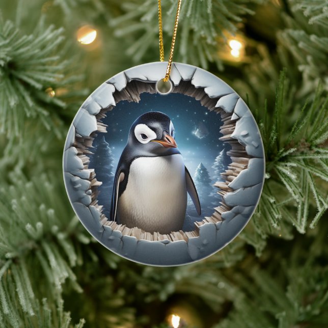 3D Weihnachtspenguin Keramik Ornament (Baum)