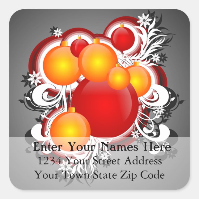 3D Weihnachtsschmuck - Adressenaufschrift Quadratischer Aufkleber (Vorderseite)