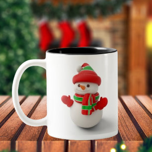 3D Weihnachtsschneemann Zwei-Tone-Tasse Zweifarbige Tasse