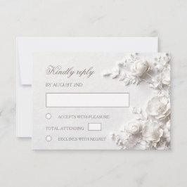 3D Weiße Rosen Wildblumen Hochzeit RSVP Karte