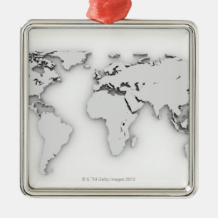 3D Weltkarte, computererzeugtes Bild Ornament Aus Metall
