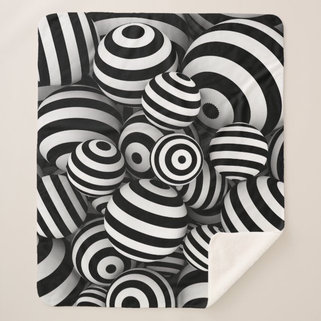 3D White Balls Black Lines Sherpadecke (Vorderseite)