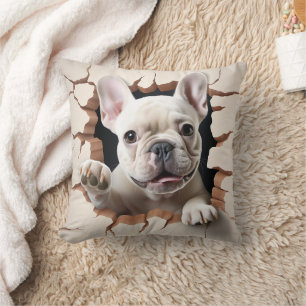 3D White French Bulldog Cradle Hole Kissen