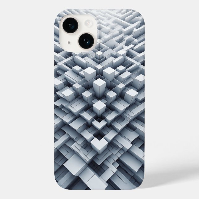 3D White Geometric Block Phone Case Abstract Cube (Rückseite)